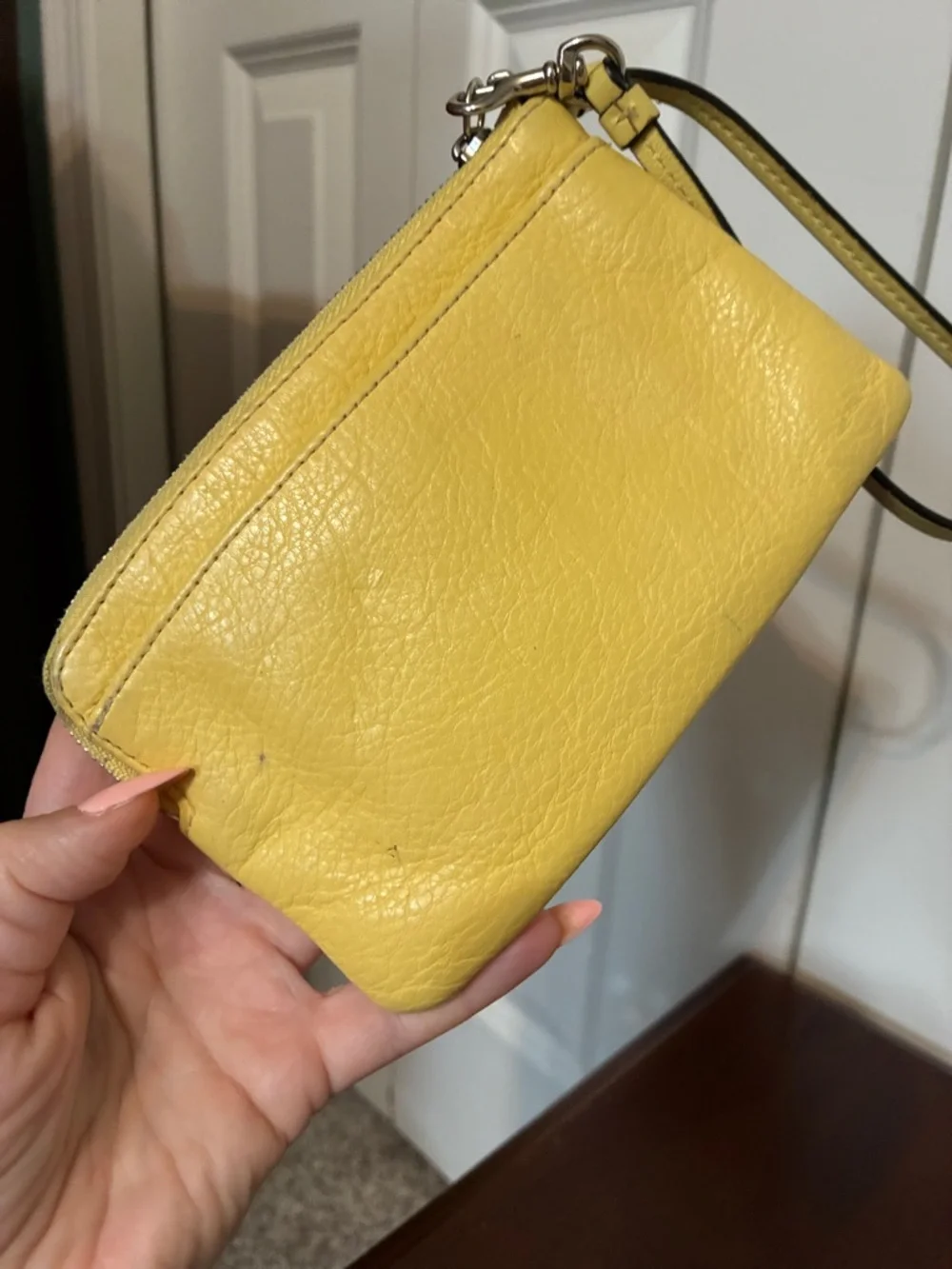 Coach Butter Yellow Pebbled Leather Wristlet Hang tag